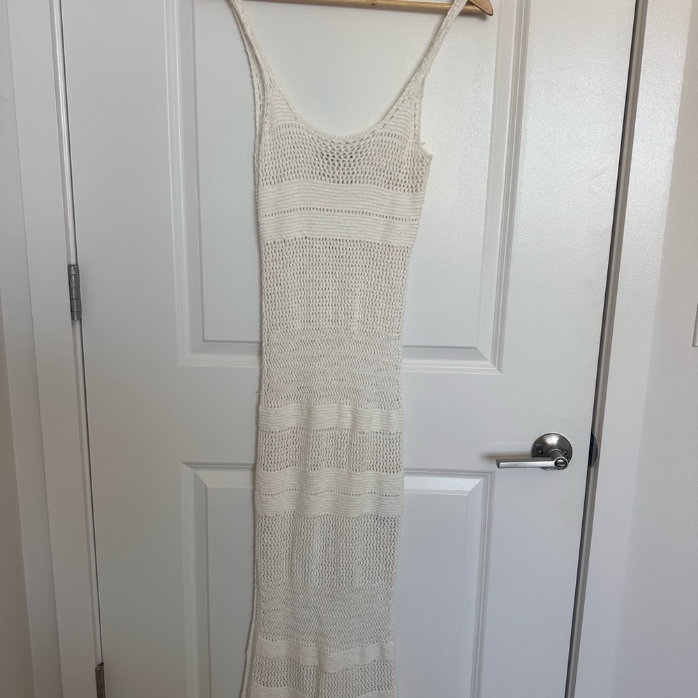 Abercrombie & Fitch Crochet Cream Sleeveless Maxi Dress